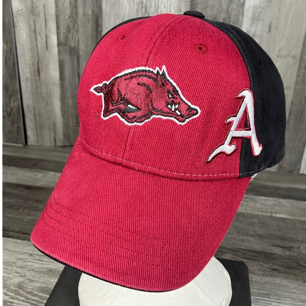 Arkansas Razorbacks Hat Captivating Headgear Silver Series Red Black Adjustable